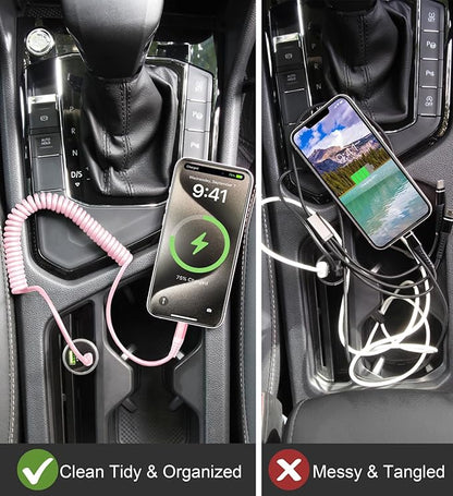 KIYODA USB C to Lightning Cable 3FTfor Car, Coiled iPhone Charger Fast Charging - Image 5