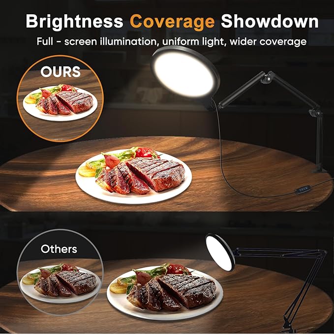 Desk Ring Light, 360°Rotate & Flexible Height Full-Screen Overhead Ringlight - Image 5