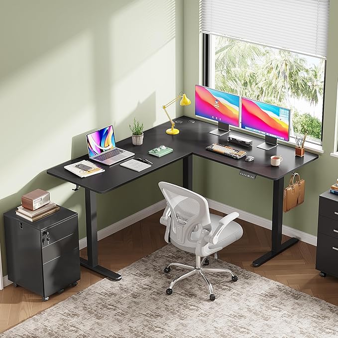 DEVAISE L Shaped Standing Desk Adjustable Height, Dual Motor Electric Corner - Image 2