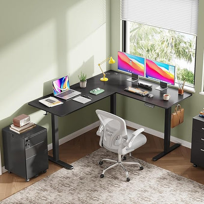 DEVAISE L Shaped Standing Desk Adjustable Height, Dual Motor Electric Corner - Image 2