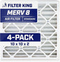 Filter King 10x10x2 Air Filter | 4-PACK | MERV 8 HVAC Pleated A/C Furnace by FilterKing