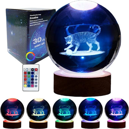 3D LED Cat Night Light, 16 Color Changing Lamp by Conalisk