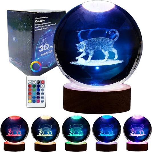 3D LED Cat Night Light, 16 Color Changing Lamp by Conalisk