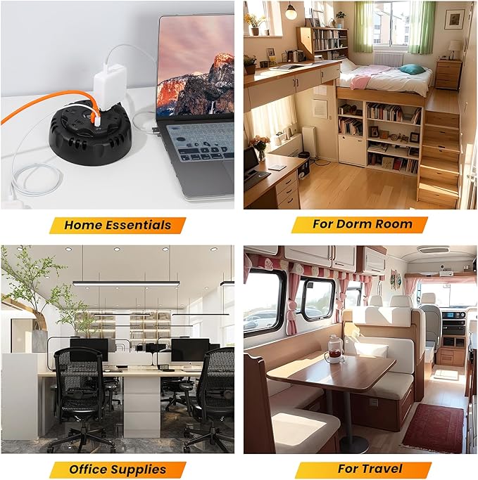 10ft Flat Plug Surge Protector Power Strip, Retractable Extension Cord - Image 5
