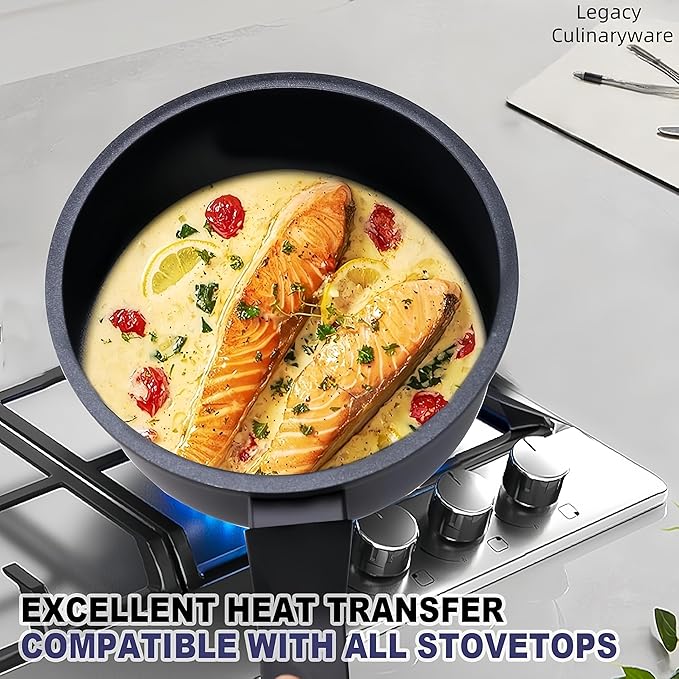 Nonstick Sauce Pan with Lid, 1.5QT small pot, PFOA Free, Kitchen Pots Induction - Image 6