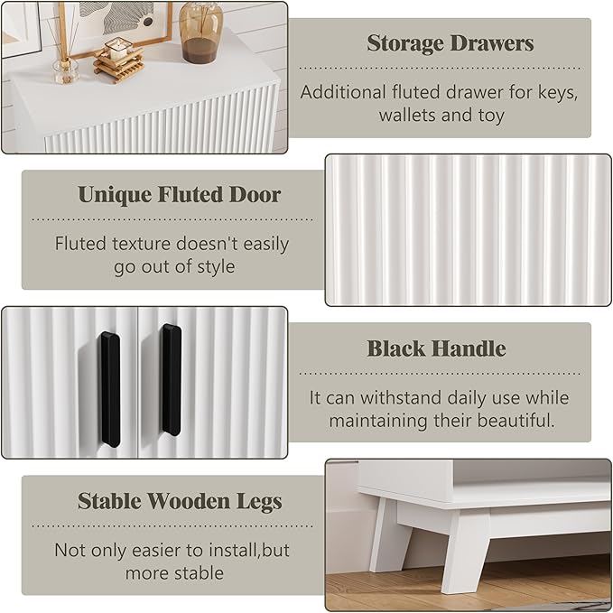 Shoe Cabinet Storage for Entryway, 4 Tier Fluted Shoe Storage Cabinet - Image 5