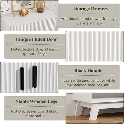 Shoe Cabinet Storage for Entryway, 4 Tier Fluted Shoe Storage Cabinet - Image 5