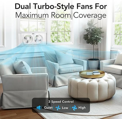 Comfort Zone Window Fan for Bedroom, 9 inch 3 Speed Dual Fans - Image 2