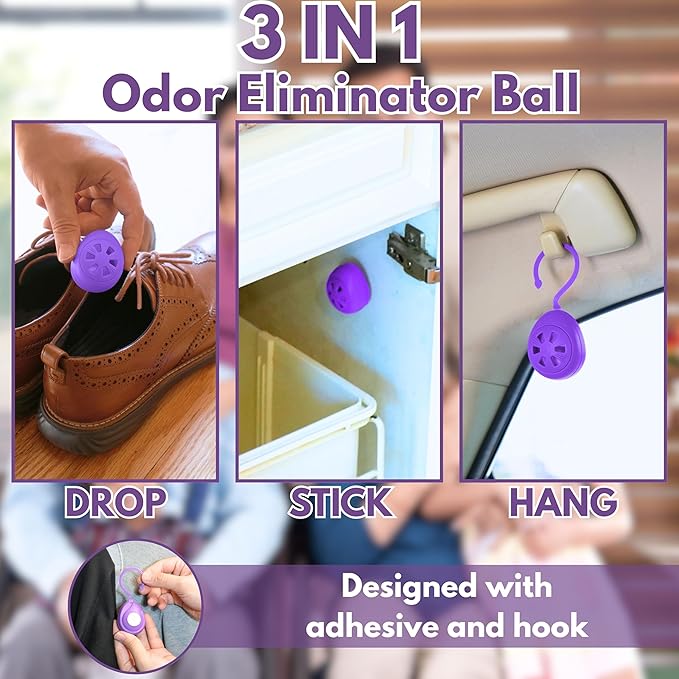 Air Jungles Shoe Deodorizer Balls 6 Ct, Lavender Scent, Odor Remover Balls - Image 8