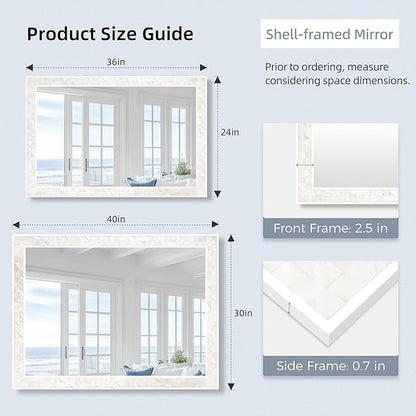 Tanmicoshomy White Shell Framed Rectangular Wall Mirrors - Image 3