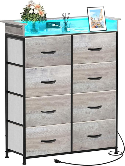 Dresser for Bedroom with Charing Station Grey Dresser with LED Lights Tall - Image 7