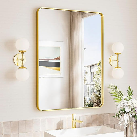 TokeShimi 24x32 Brushed Gold Bathroom Mirror, Bathroom Vanity Mirror by RefinedBathroomAccessories