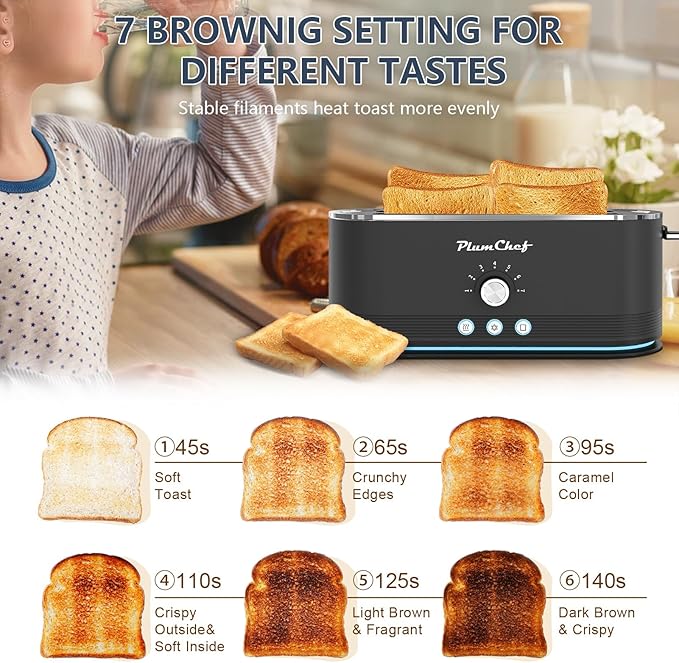 4-Slice Toaster, Extra Wide Long Slot Toaster, 7 Browning Settings, - Image 5