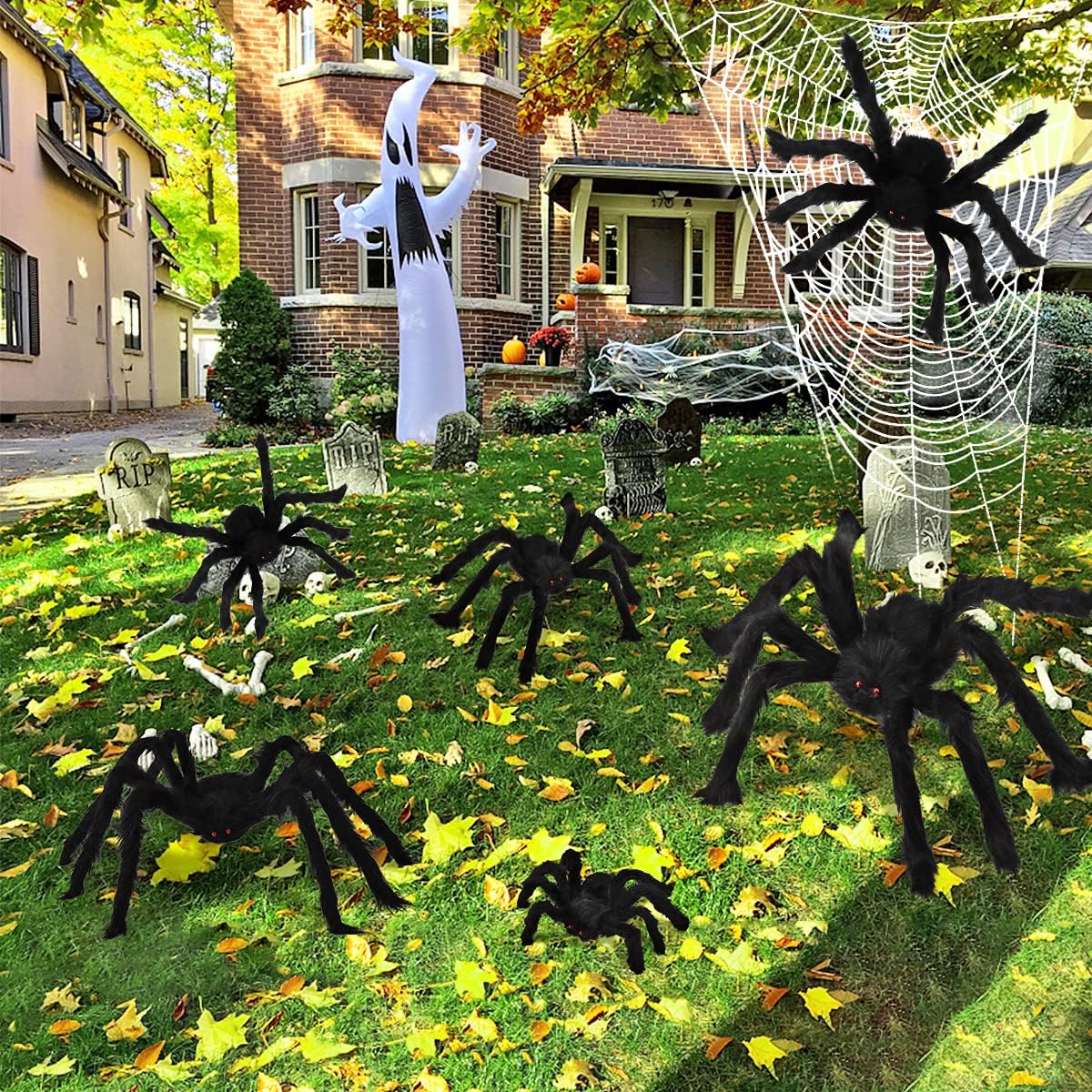 Halloween Spider Decorations 6 Pack: Giant Spider Outdoor Decoration