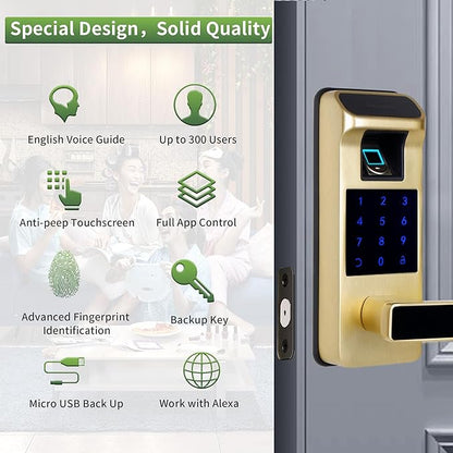 Harfo Smart Door Lock, Heavy Duty 5 in 1 Keyless Entry Door Lock, Full App - Image 2