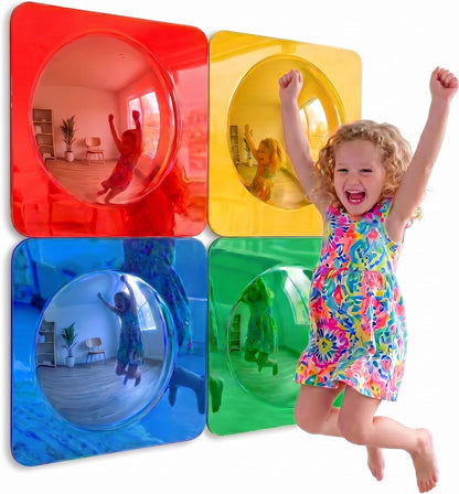 4PCS Sensory Bubble Mirrors for Kids, Autism Room Must Haves | Visual Stimulation Calming Corner Decor, Shatterproof Mirror for Kids, Gifts for Autistic Girls & Boys, 10 × 10 Inch