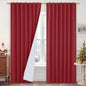 LAMIT Red 100% Blackout Linen Curtains, 84 Inch Linen Textured Living Room by LAMIT