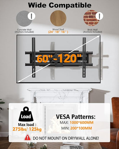 FORGING MOUNT Heavy Duty 60 to 120 inch XXXL Full Motion TV Wall Mount Max - Image 3