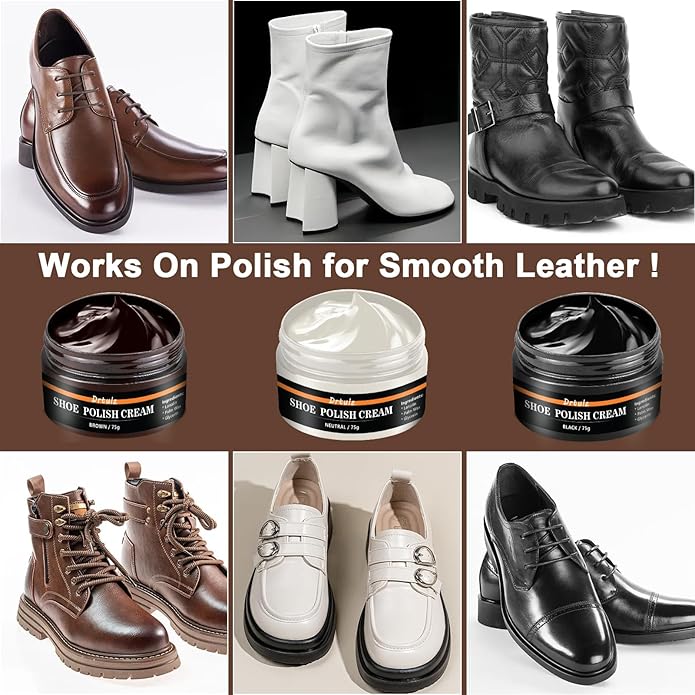 15Pcs Shoe Care Kit with Men & Women, Shoe Polish Brush Black Brown Neutral - Image 3