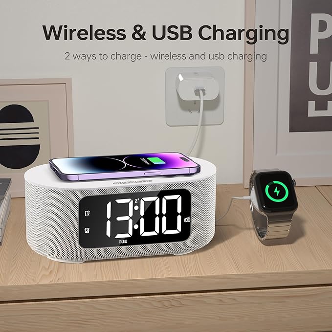 JALL Fabric Alarm Clock for Bedroom, - Image 3