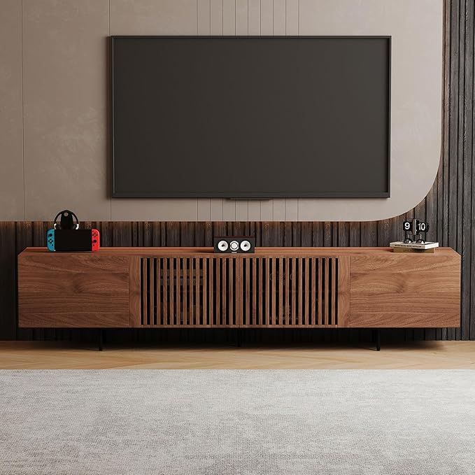 gaoyangjiaju 94.48" Mid-Century Modern TV Stand, Walnut Media Console - Image 4