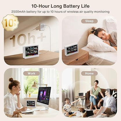 16 in 1 Air Quality Monitor Indoor 10h Battery & 5.5" Display 9 AQI+7 AQI Alerts - Image 4