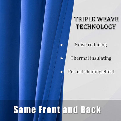 DUALIFE Royal Blue Grommet Room Darkening Curtains 52 x 90 Inches, 2 Panels - Image 5