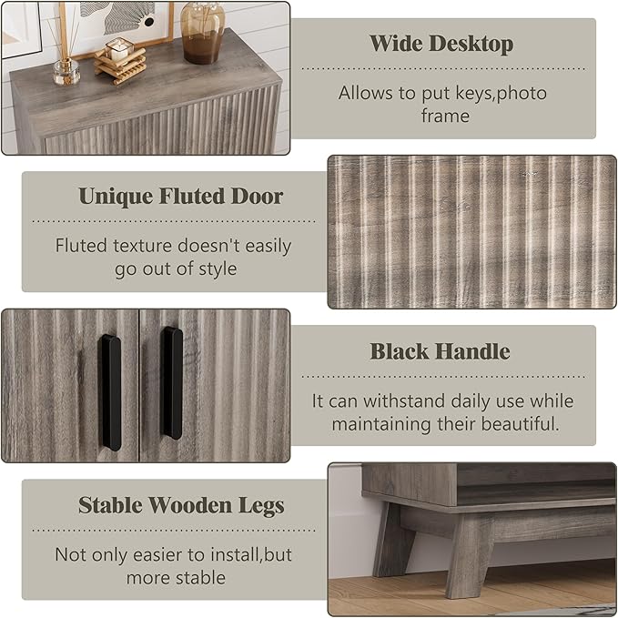 Shoe Cabinet Storage for Entryway, 5 Tier Fluted Shoe Storage Cabinet - Image 5