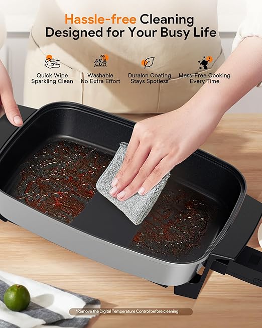 Nuwave Medley XL Digital Electric Skillet, Family Size Griddle w/Glass Lid - Image 9