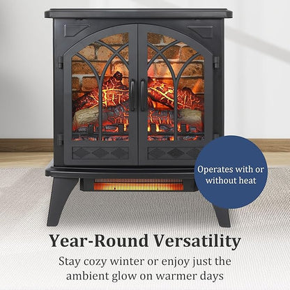 24" Electric Fireplace, Fireplace Heater w/Realistic Flame, Freestanding - Image 8