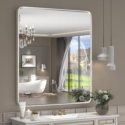 28x32 Inch Silver Framed Mirror, Shatterproof by GOLOMO