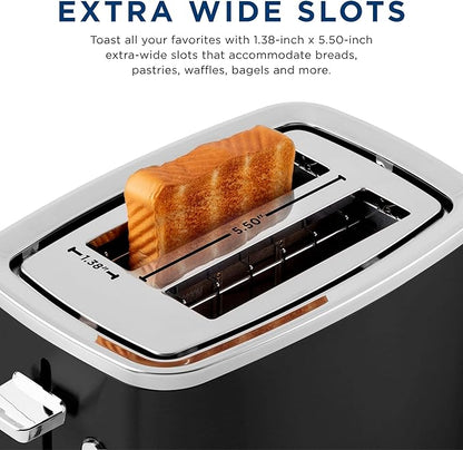 GE 2 Slice Black Stainless Steel Toaster, Extra Wide Slots - Image 3