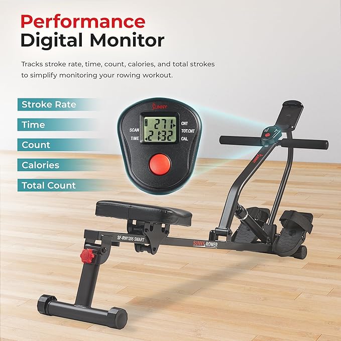 Sunny Health & Fitness Compact Adjustable Rowing Machine - Image 4