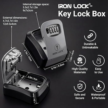 Iron Lock® Key Lock Box Wall Mount – Medium Waterproof Heavy-Duty Metal Safe - Image 5