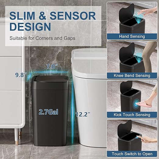2 Pack 2.7 Gal Bathroom Trash Can - Image 2