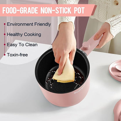 Topwit Hot Pot Electric, 1.5L Ramen Cooker, Portable Non-Stick Frying Pan - Image 5