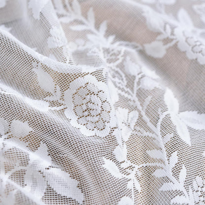 FINECITY White Lace Valance for Kitchen Window W52 x L18 Inch 1 Panel | Rod Pocket, Open Knit Layers, Daylight Eased, Fresh Look Adds Country Charm, Short Valance Keeps Glass Open, Privacy