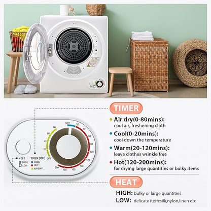 Euhomy Portable Dryer 1.5 cu. ft., 850W Powerful Clothes Dryer - Image 4