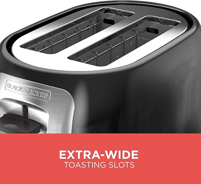 BLACK+DECKER 2-Slice Toaster, Extra Wide Slots, 7 Shade Settings, 850 Watts - Image 3
