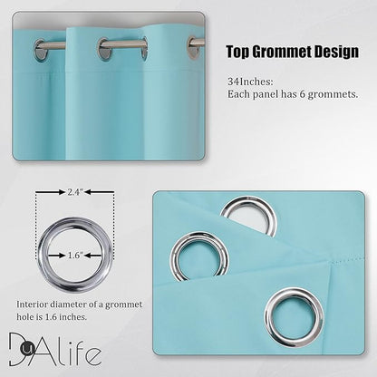 DUALIFE Aqua Curtains for Living Room Bedroom Light Blocking Window Curtains - Image 3