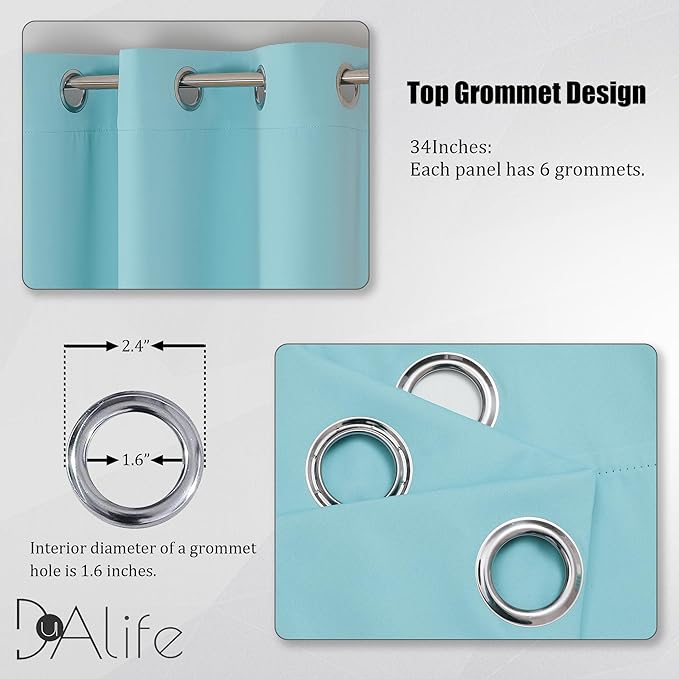 DUALIFE Aqua Curtains for Living Room Bedroom Light Blocking Window Curtains - Image 3