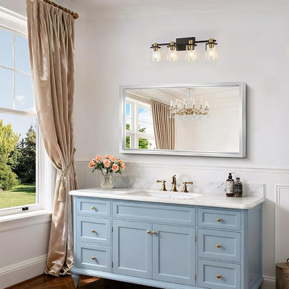 20x36 Silver Bathroom Mirror, Brushed Silver Rectangular Mirror - Image 4