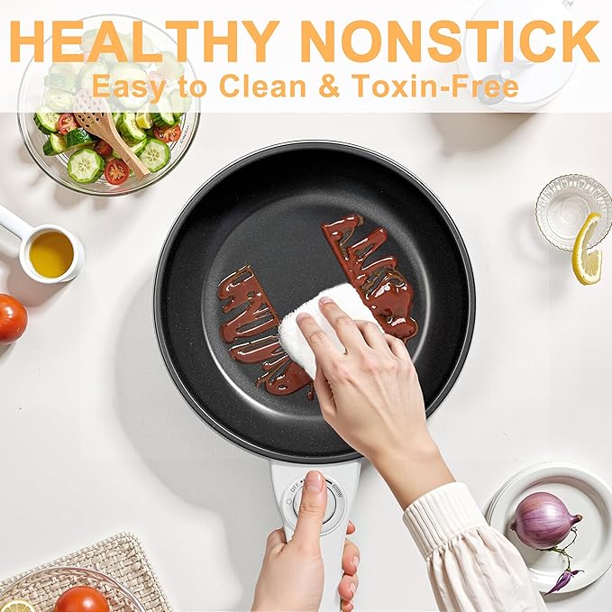 Dezin Hot Pot Electric Upgraded, Non-Stick Sauté Pan, Rapid Noodles Electric Pot - Image 5