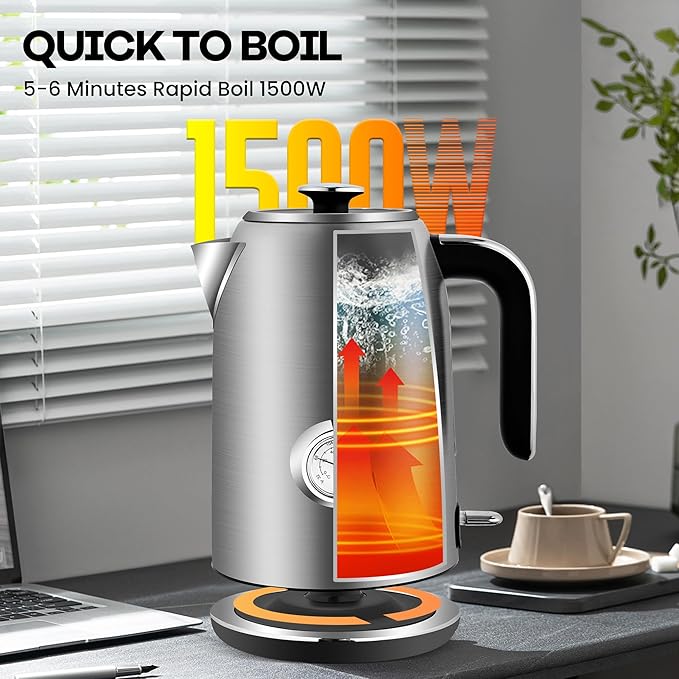 Pukomc Electric Kettle, 1.7L Stainless Steel Electric tea kettle - Image 5
