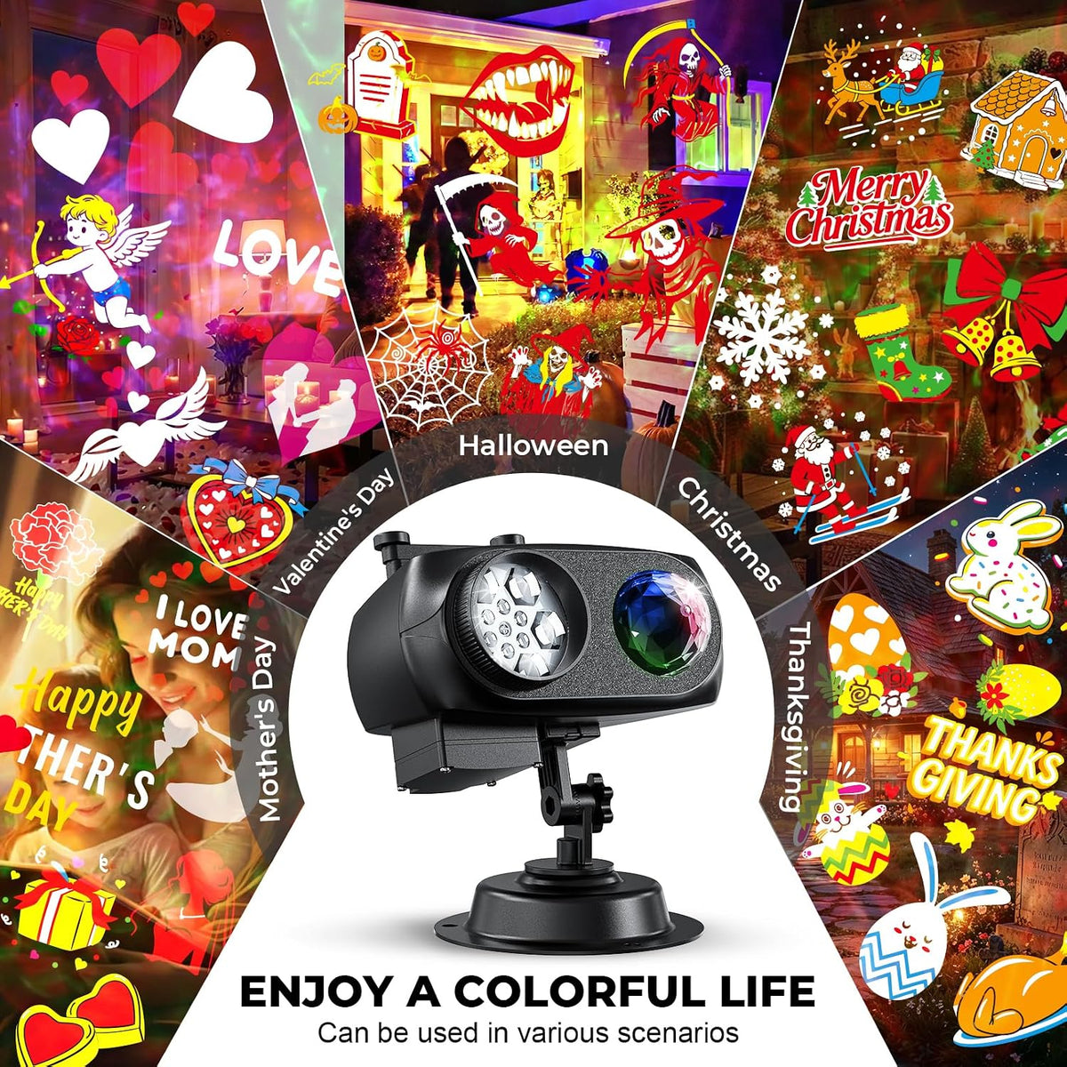 2026 Halloween Projector Lights,15W HD Holiday Light for Christmas Gift