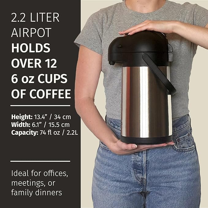 Thermal Coffee Carafe 74Oz, Keeps Drinks Hot - Image 4