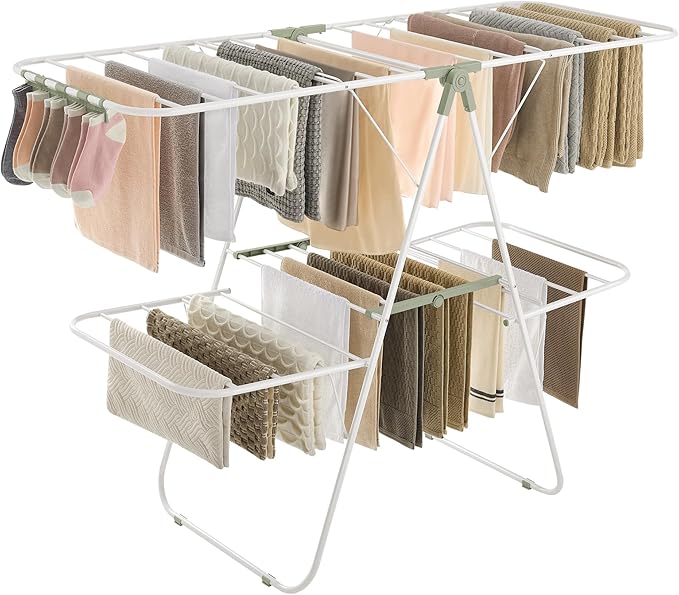 SONGMICS Clothes Drying Rack, Foldable 2-Level Laundry Drying Rack, by SONGMICSbySONGMICSHOME