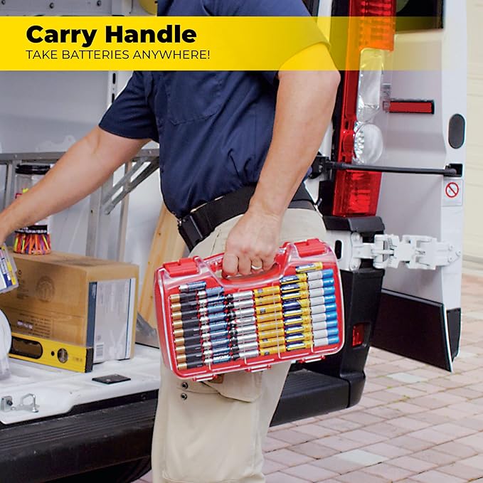 Ontel Battery Organizer with Tester | Stores 180 Batteries | Clear Locking Lid - Image 5