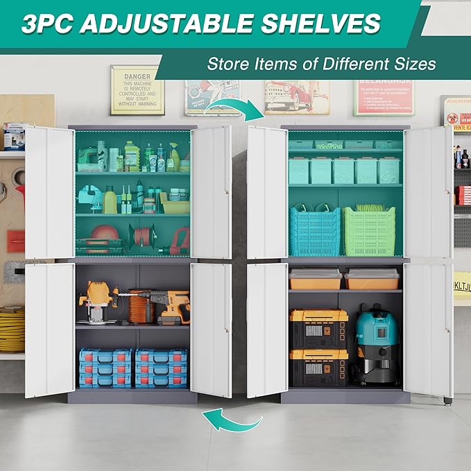SISESOL Storage Cabinets With Doors And Shelves, Adjustable Layers - Image 5