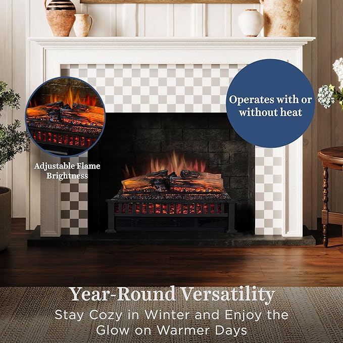 Country Living Electric Fireplace Logs, 27” LED Electric Fireplace Inserts - Image 3